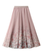 Floral Printed Gauze Pleated Skirt