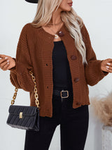 Single-breasted Loose Long-sleeved Sweater Coat