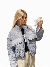 Short Diamond Lattice Loose Cotton-padded Jacket