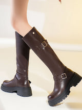 Brown High-heeled Thick-soled Cowboy Boots