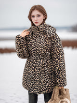 Leopard Print Cotton-padded Jacket Coat