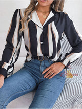 Casual Contrast Striped Long Sleeve Shirt