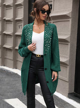 Long Beaded Sweater Cardigan Coat