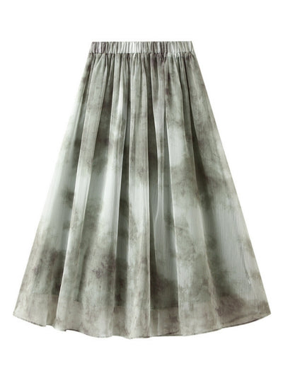 Retro Ink Painting Organza Skirt