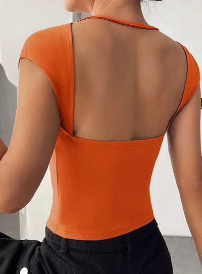 Sexy Backless Slim Short Sleeve T-shirt