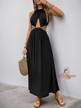 Halter Sleeveless Hollow Holiday Dress