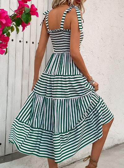 Holiday Striped Suspender Dress