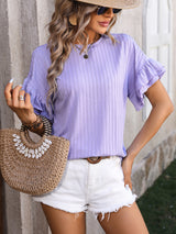 Solid Color Round Neck Short Sleeve T-shirt