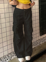 Big Pocket Loose Low Waist Wide-leg Pants