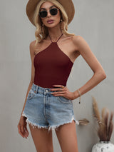 Halter Top Solid Color Slim Backless Sweater