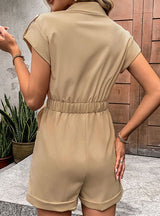 Strapped High Waist Lapel Jumpsuit