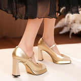 Waterproof Platform Color Matching High-heeled Shoes