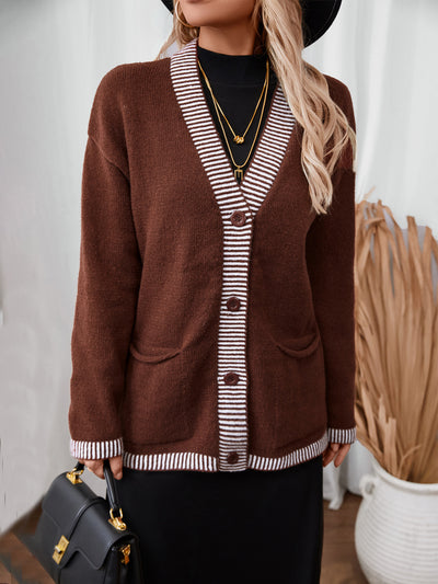 Casual Striped Loose Sweater Coat