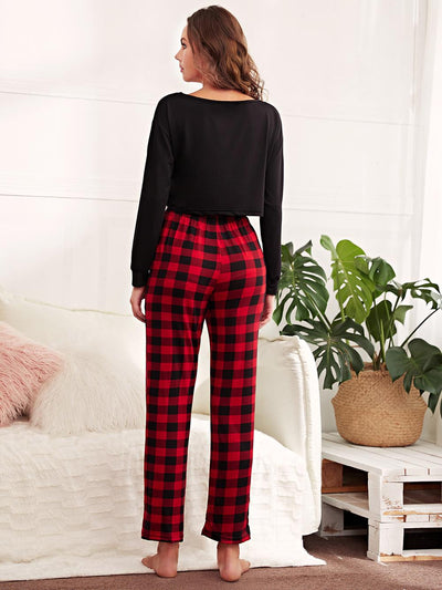 Exposed Navel Long-sleeved Trousers Casual Pajamas