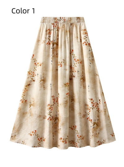 Print Tencel Cotton and Linen Skirt