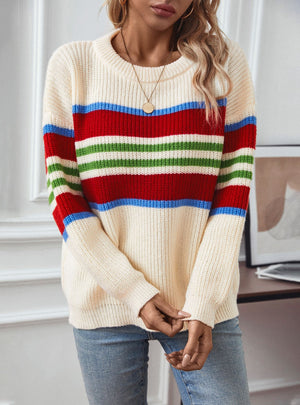 Rainbow Striped Turtleneck Sweater