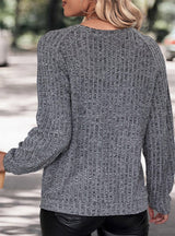 Long Sleeve Solid Color Knitted Top