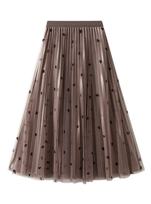 High Waist Pleated Gauze Skirt