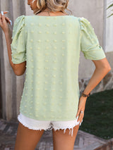 V-neck Chiffon Bubble Sleeve Shirt