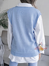 Hollow Twist V-neck Knitted Vest Sweater