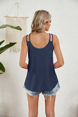 Solid Color V-neck Suspender Vest Loose T-shirt