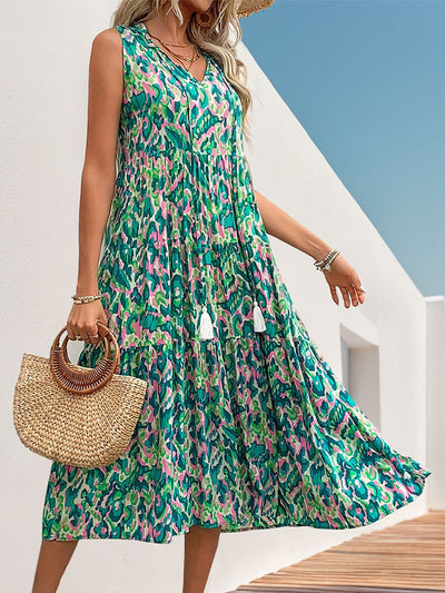 Sleeveless Bohemian Print Dress