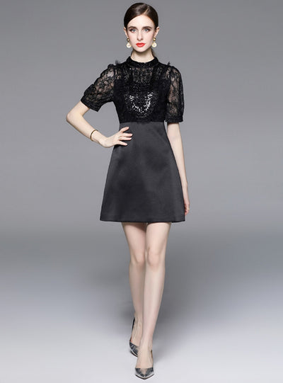 Heavy Industry Beaded Lace Slim Dress