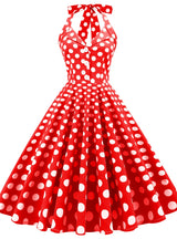 Retro Lapels Polka Dots Dress