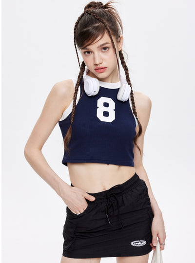 Sporty Sleeveless Short T-shirt