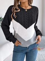 Leisure Color Matching Twist Lantern Sleeve Sweater