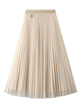 Metal Buckle Pleated Yarn Skirt