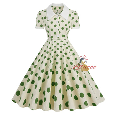 50 Hepburn Retro Polka-dot Dress