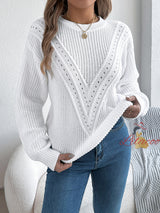 Leisure Solid Color Hollow Sweater