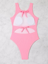 Threaded Pit Cloth Solid Color One-piece Bikini