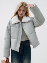 Lamb Fur Collar Loose Short Cotton-padded Jacket