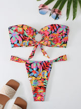 Printed Tube Top Two Piece Bikini