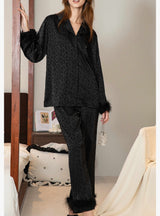 Long Sleeve Feather Loungerwear Suit