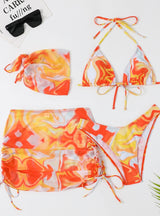 Tie-dyeing Split Four-piece Skirt Swimsuit