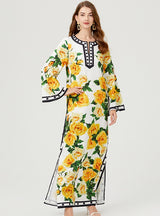 Retro Printed Long Sleeve Dress