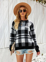 Women Pullover Plaid Sweater