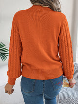 Leisure Solid Color Lantern Sleeve Sweater