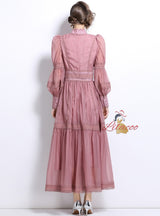 Princess Puff Sleeves Organza Slim Dress