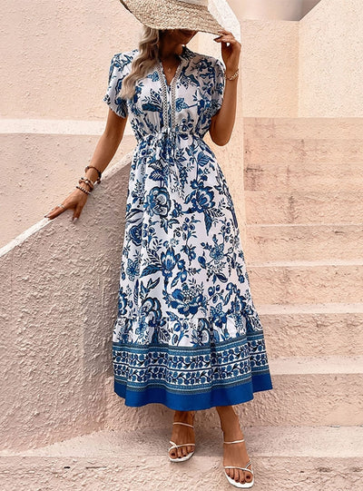 Bohemian Printed Short Sleeve Dress