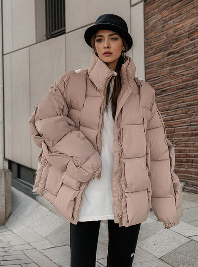 Woven Square Loose Cotton-padded Jacket Coat