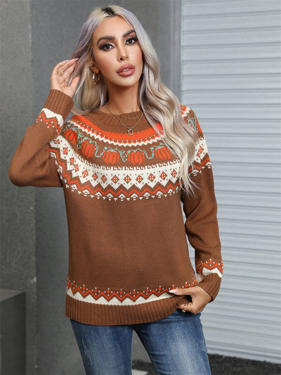 Christmas Print Round Neck Sweater