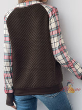 Plaid Vintage Stitching Pullover Top