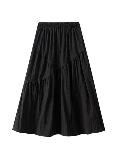 Elastic Waist Pleated High Waist Slim Skirt