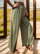 Printed High Waist Elastic Wide-leg Pants