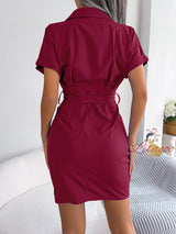 Casual Solid Color Bat Sleeve Shirt Dress