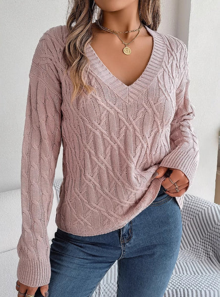 Solid Color Twist Long Sleeve Sweater